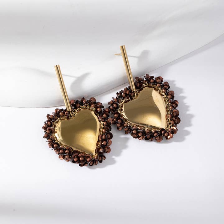 Lovelika - Wholesale Dangle Earrings - Gold and black heart earrings - Hailey2