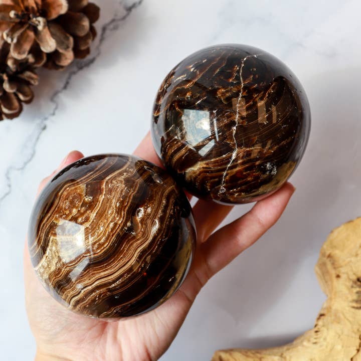 Natures Artifacts Inc - Wholesale Spiritual Stone/Crystal - Chocolate Calcite Sphere (Medium)2