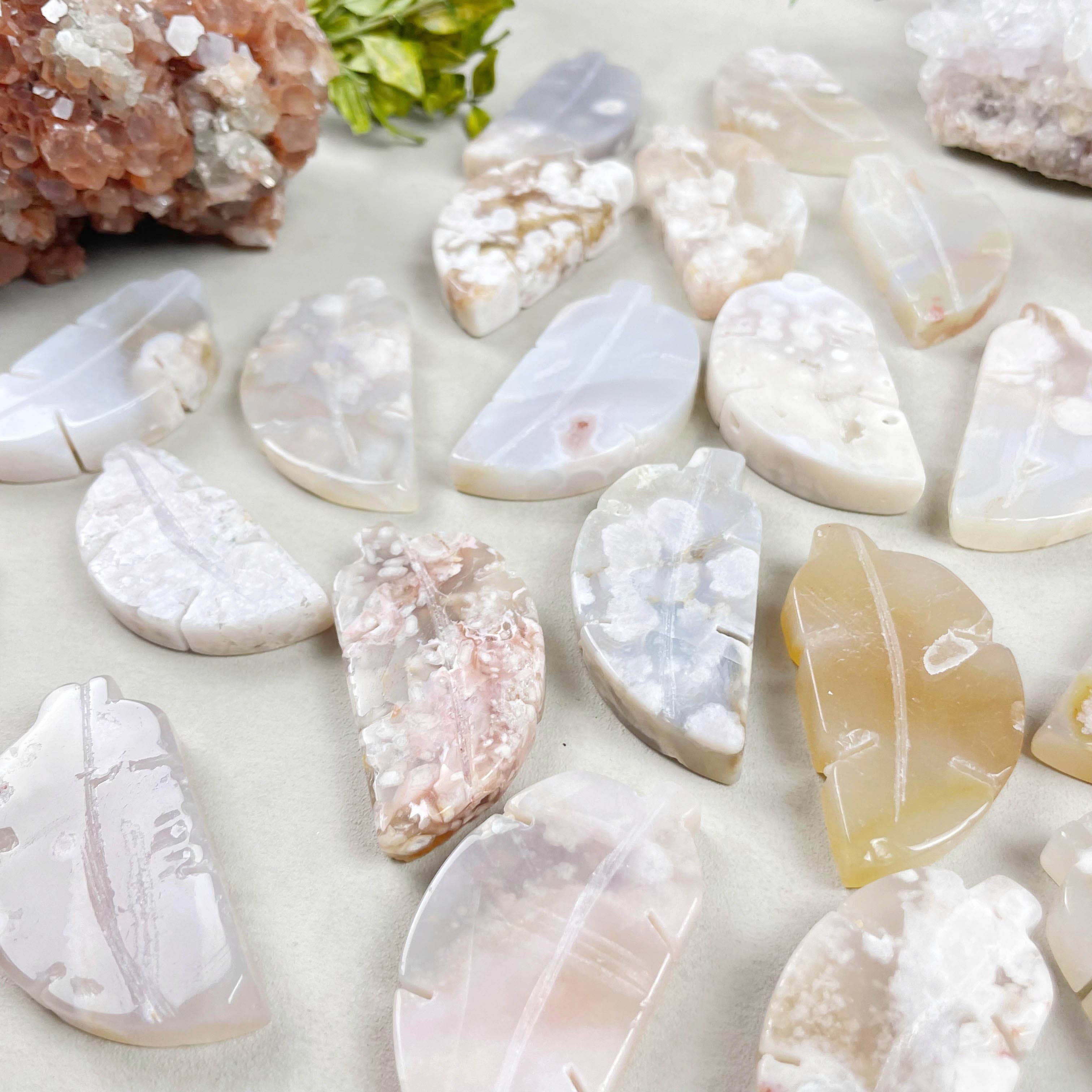 Ewelina Pas Jewelry - Wholesale Spiritual Stone/Crystal - Flower Agate Leaf Carving6