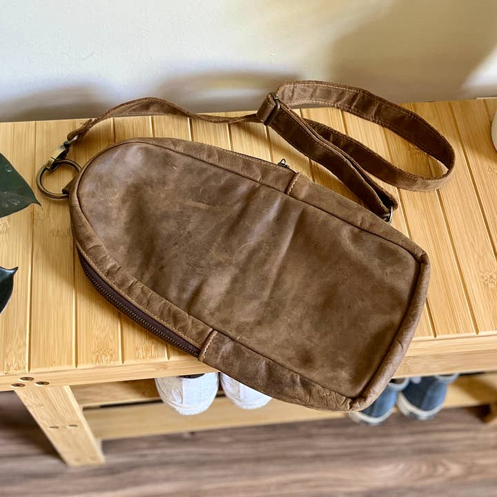 Handmade Full Grain Leather Adjustable Sling (Zoe) for wholesale by Braverly