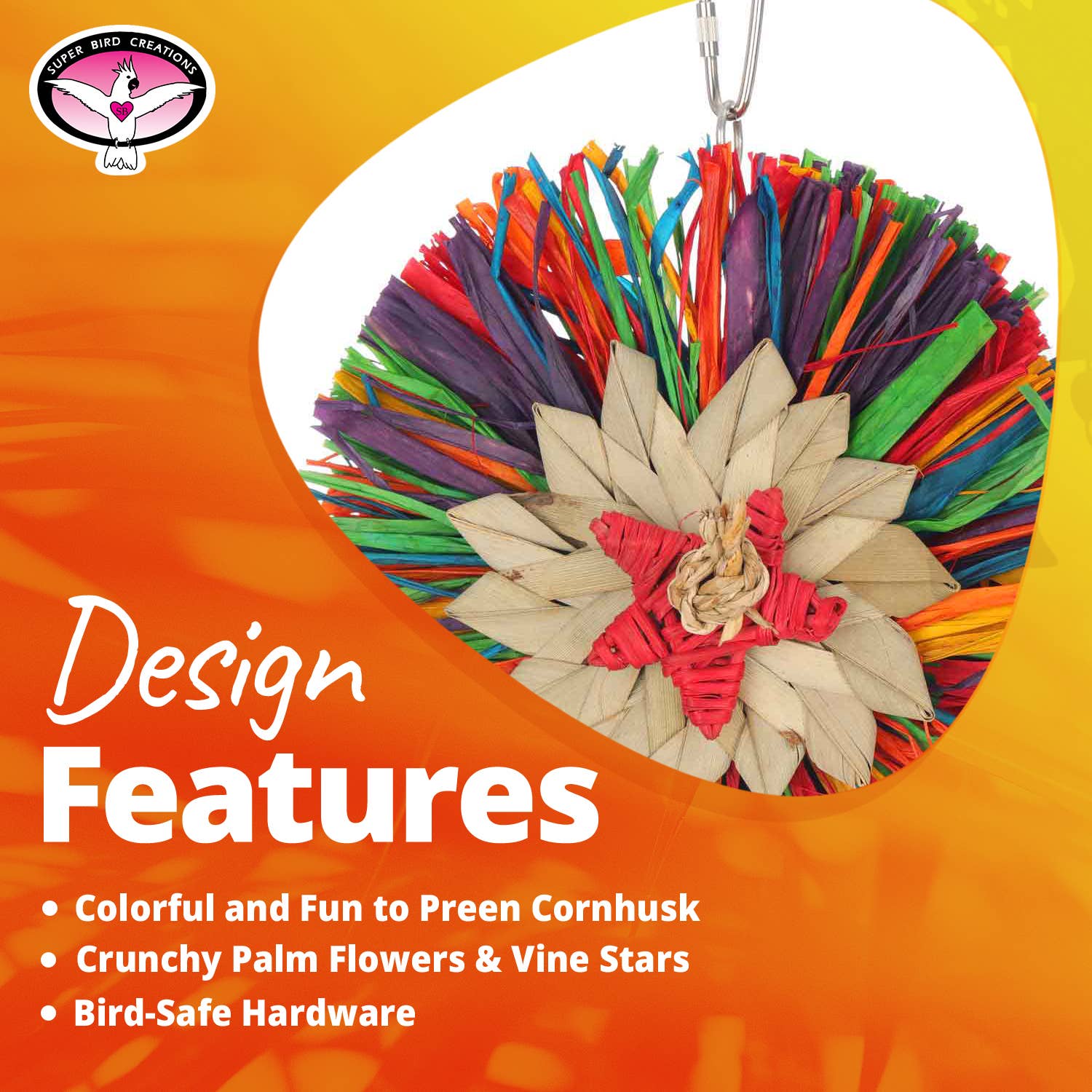 Super Bird Creations, LLC - Wholesale Bird swing/toy - Rainbow Raffia Sm.3