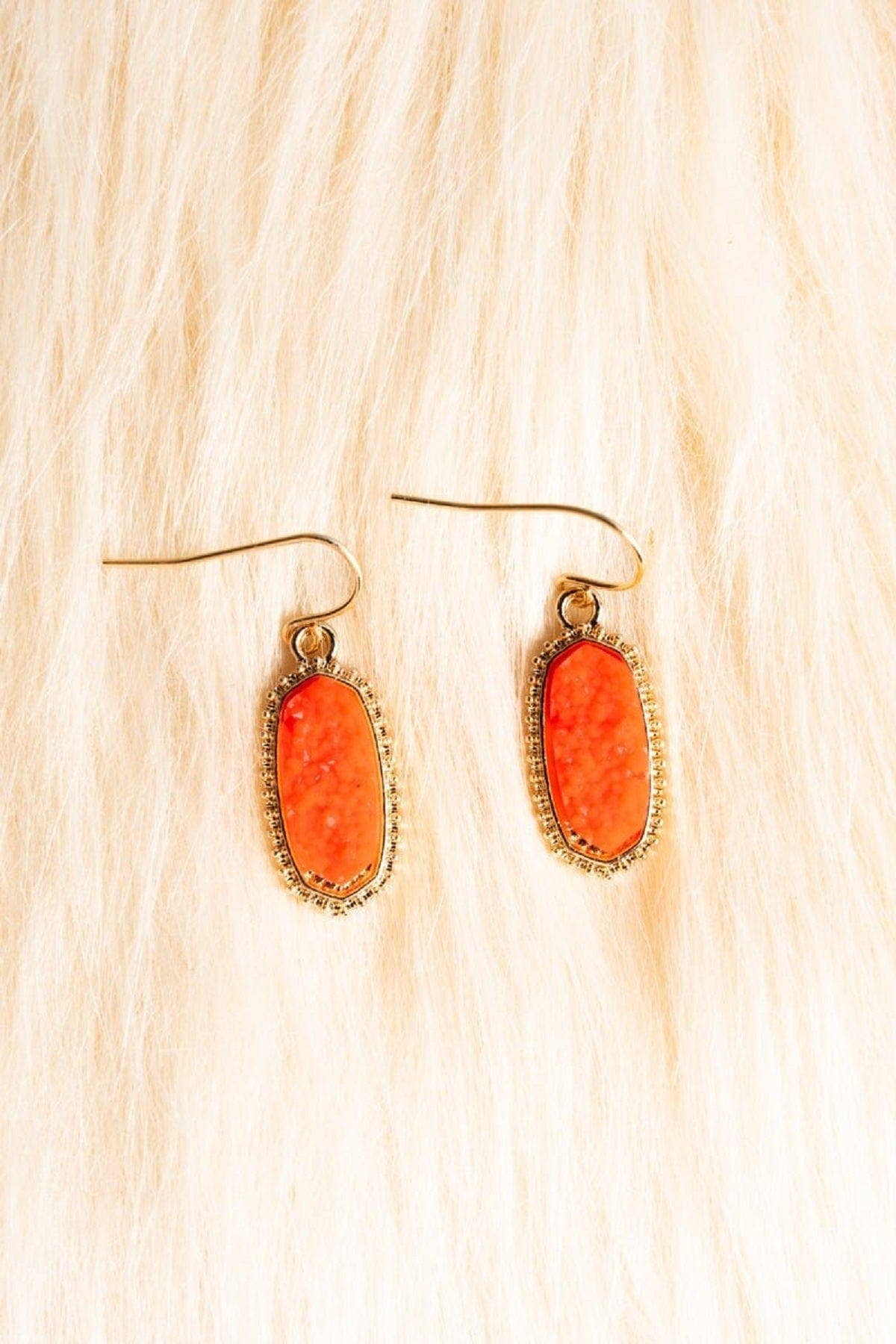 MiMi Wholesale - Vente Boucles d'oreilles pendantes - VE1442 Boucles d'oreilles pendantes ovales hexagonales en pierre druze22