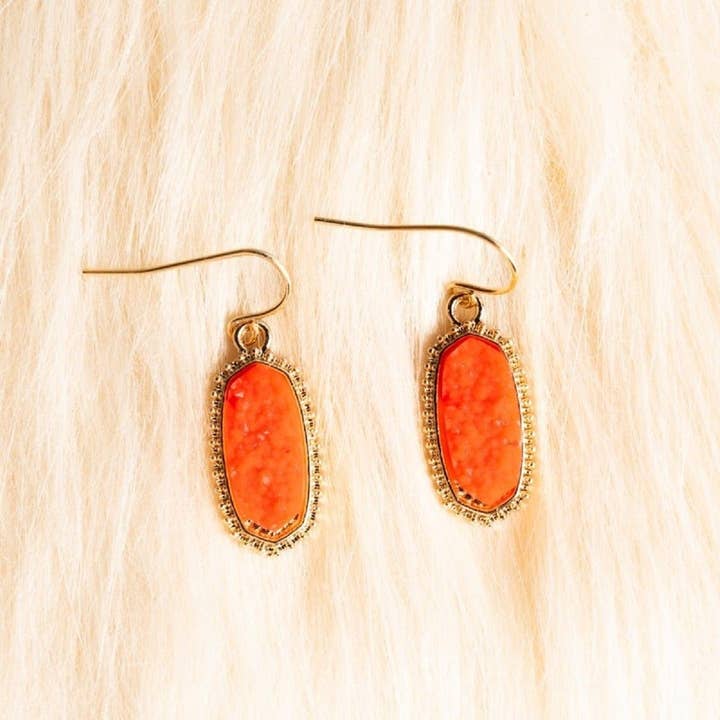 MiMi Wholesale - Vente Boucles d'oreilles pendantes - VE1442 Boucles d'oreilles pendantes ovales hexagonales en pierre druze22