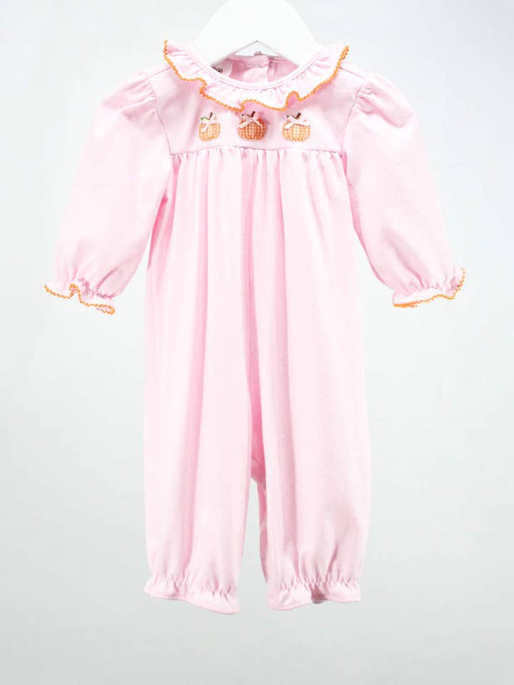 Pumpkins Garden Claire Romper for wholesale by Baby Blessings Clothing