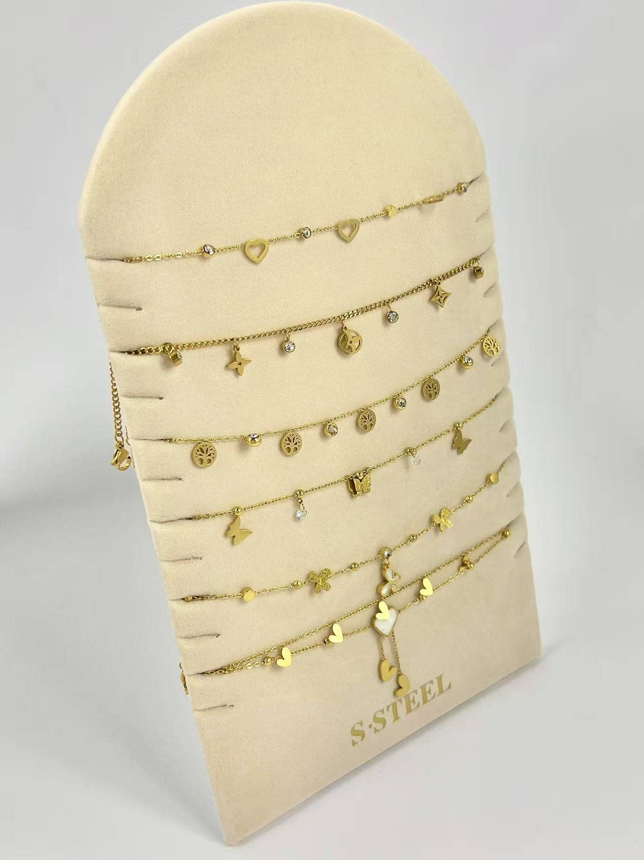 COSMOS - Wholesale Anklet - Set of 6 charm anklets Stainless steel1