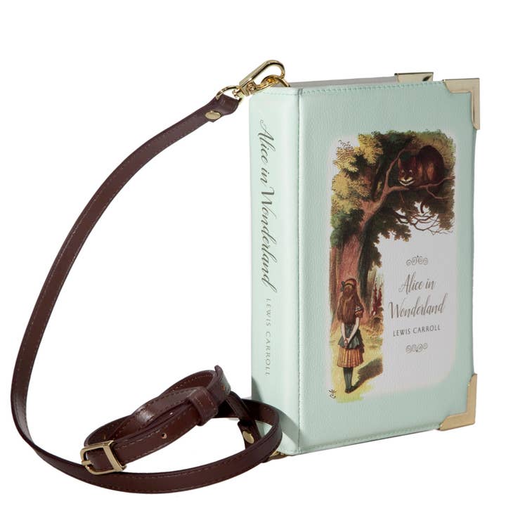 Alice in Wonderland Original Turquoise Book Handbag Crossbody Purse for wholesale by Well Read Company