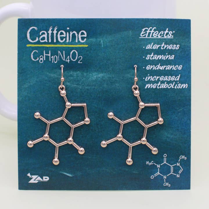 Chemical Reaction Caffeine Molecule Earrings for wholesale by ZAD