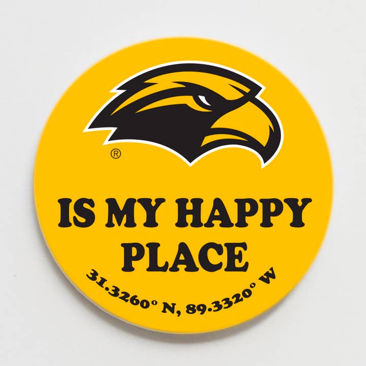 Université Southern Mississippi Endroit Heureux Bouton Or pour la vente par Good Vibez Collegiate