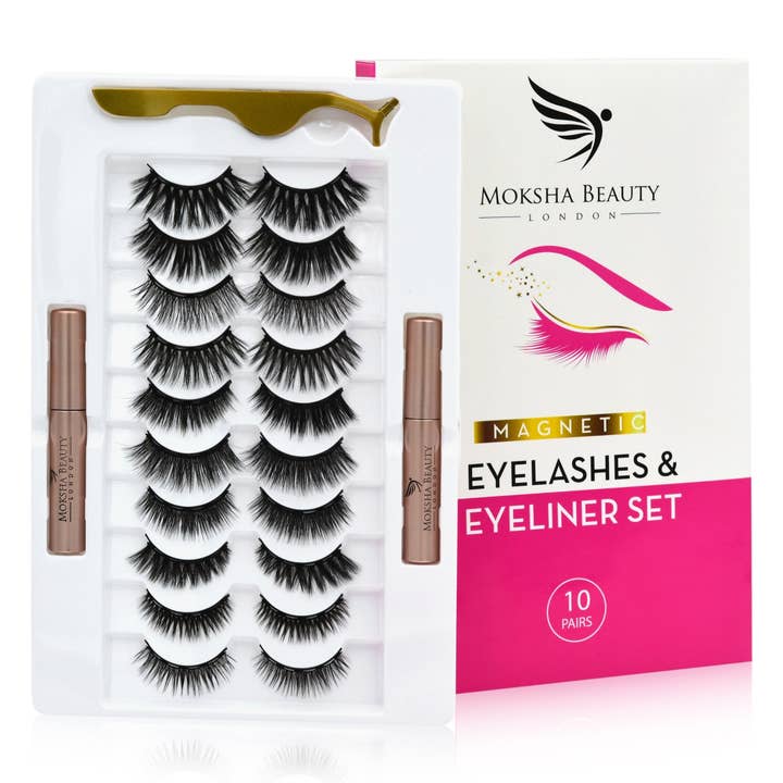 Magnetic Eye Lash Kit - 10 Pairs No Glue Waterproof Eyeliner for wholesale by Moksha Beauty