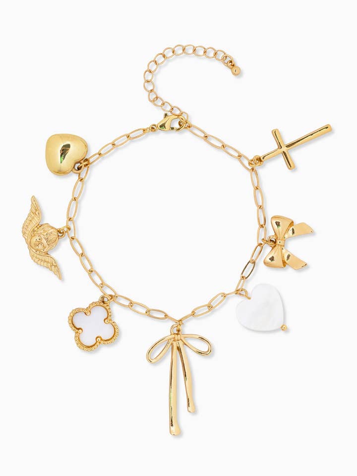 Pulsera de Charms Dorados Múltiples con Lazo Grueso para venta al por mayor de Sessori