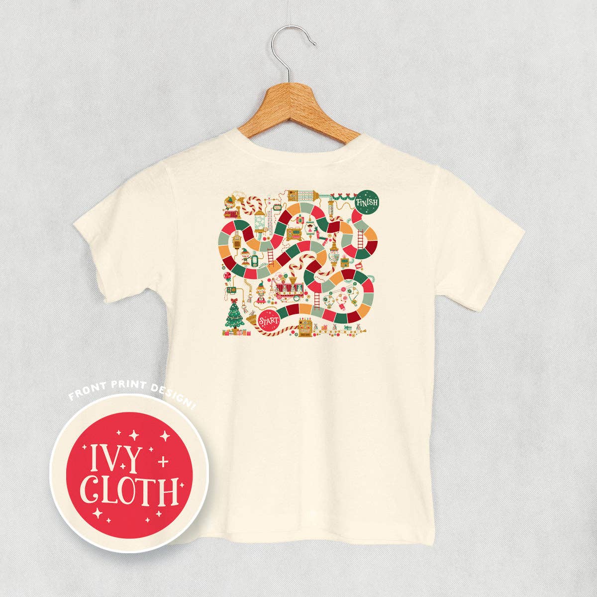 Ivy + Cloth - Wholesale Screen Printed T-Shirt - Kids - Holiday Board Game Doodle (Kids Back Print)1