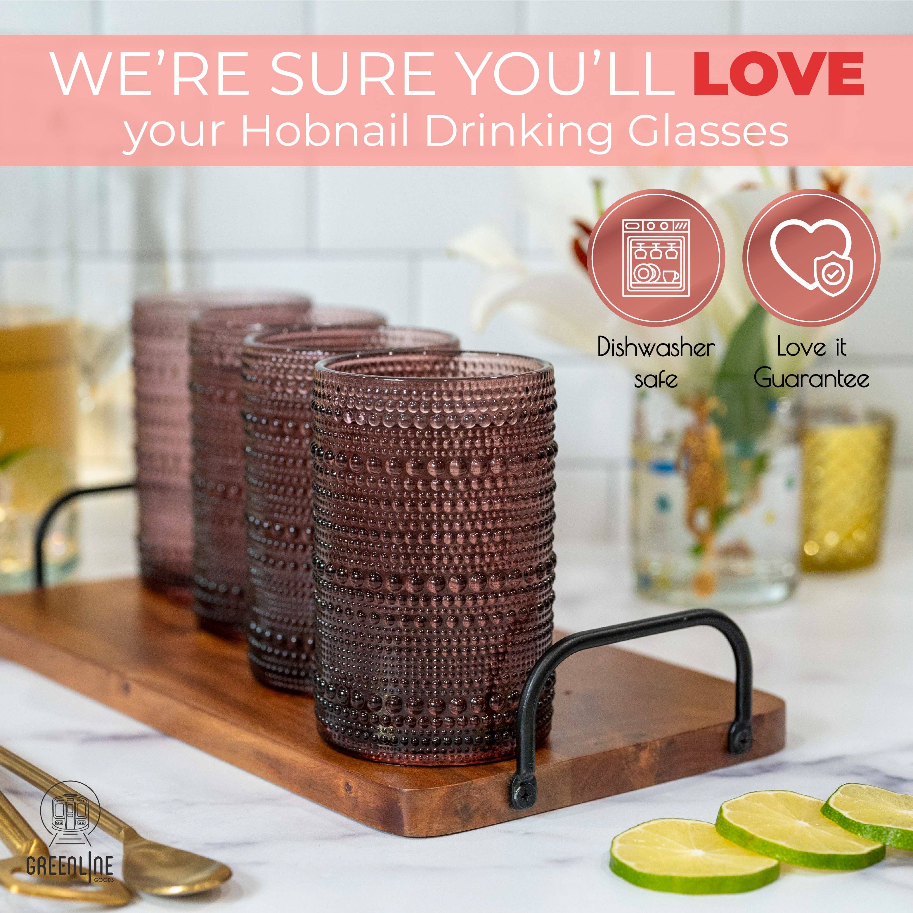 Greenline Goods - Wholesale Drinking Glass/Cup - Hobnail Drinking Glasses - Wine 14 oz ( Set of 4 )5