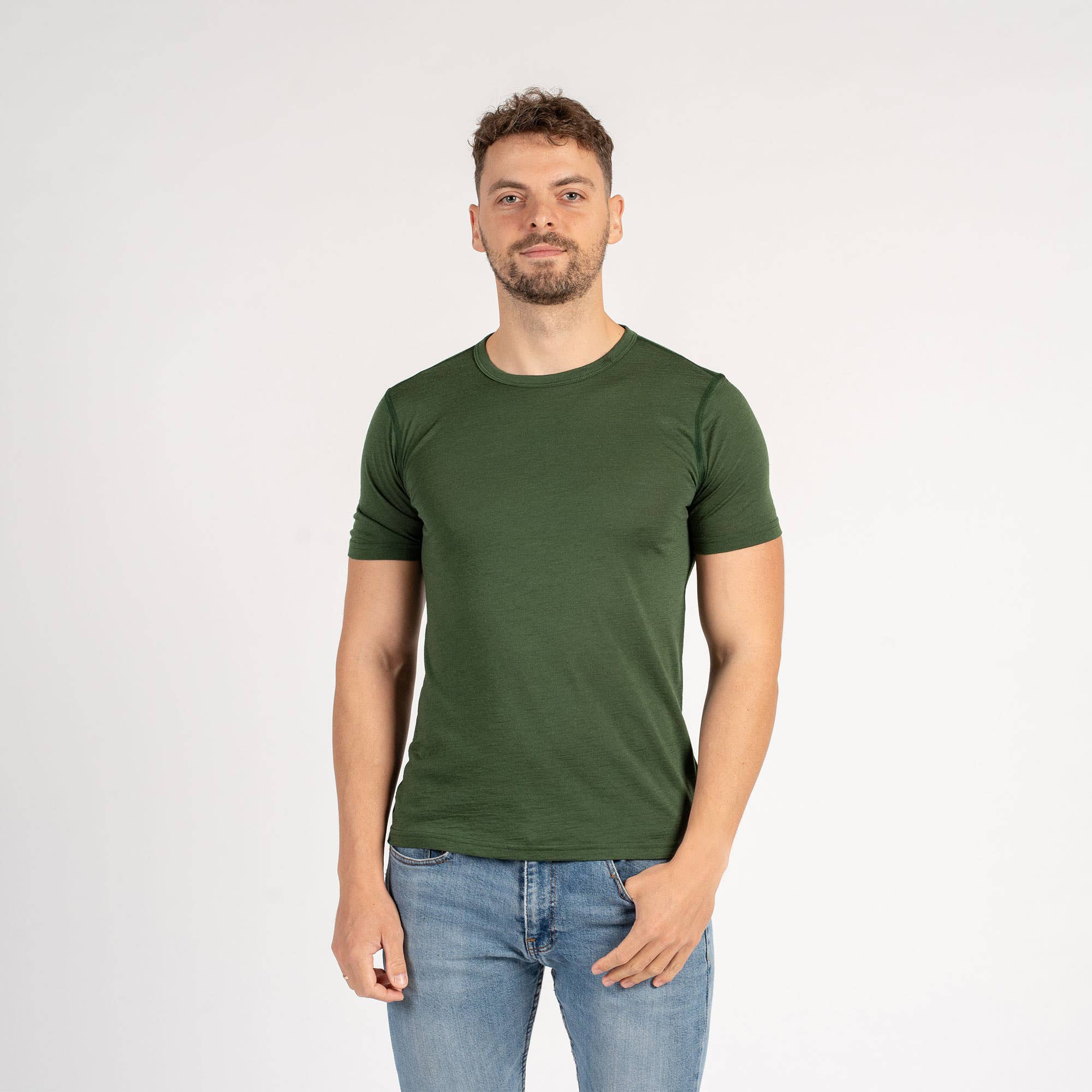 menique - Venta al por mayor Camiseta - Hombre - Camiseta térmica de lana Merino para hombre en verde oscuro0