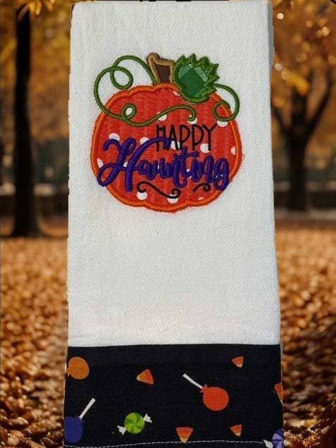 Happy Haunting Towel Purple for wholesale by Cutie Sacs