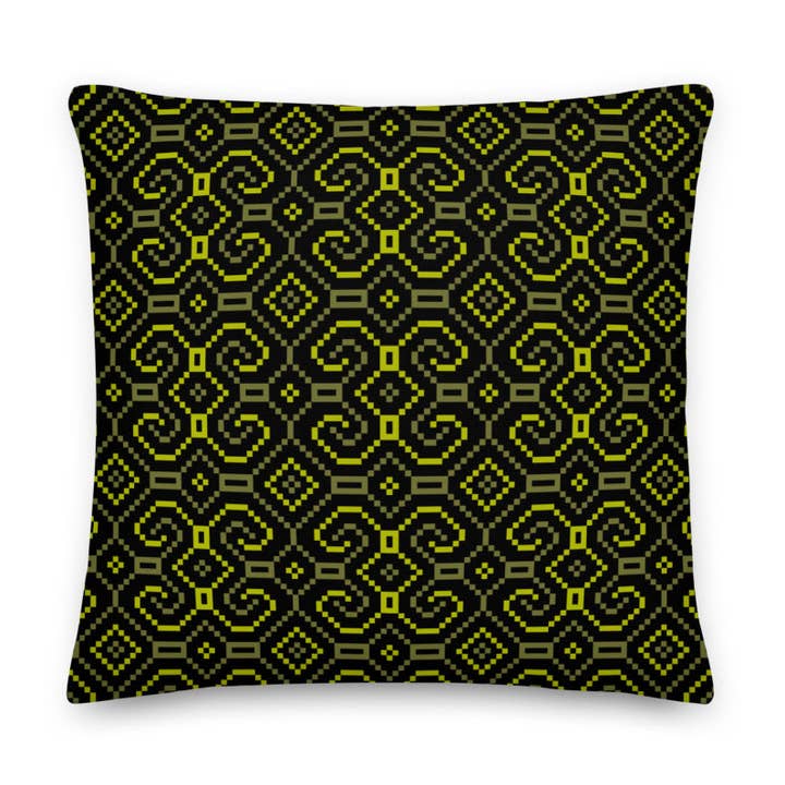 Shipibo-Conibo Kudde - Gul Oliv på Svart för wholesale av symbolika