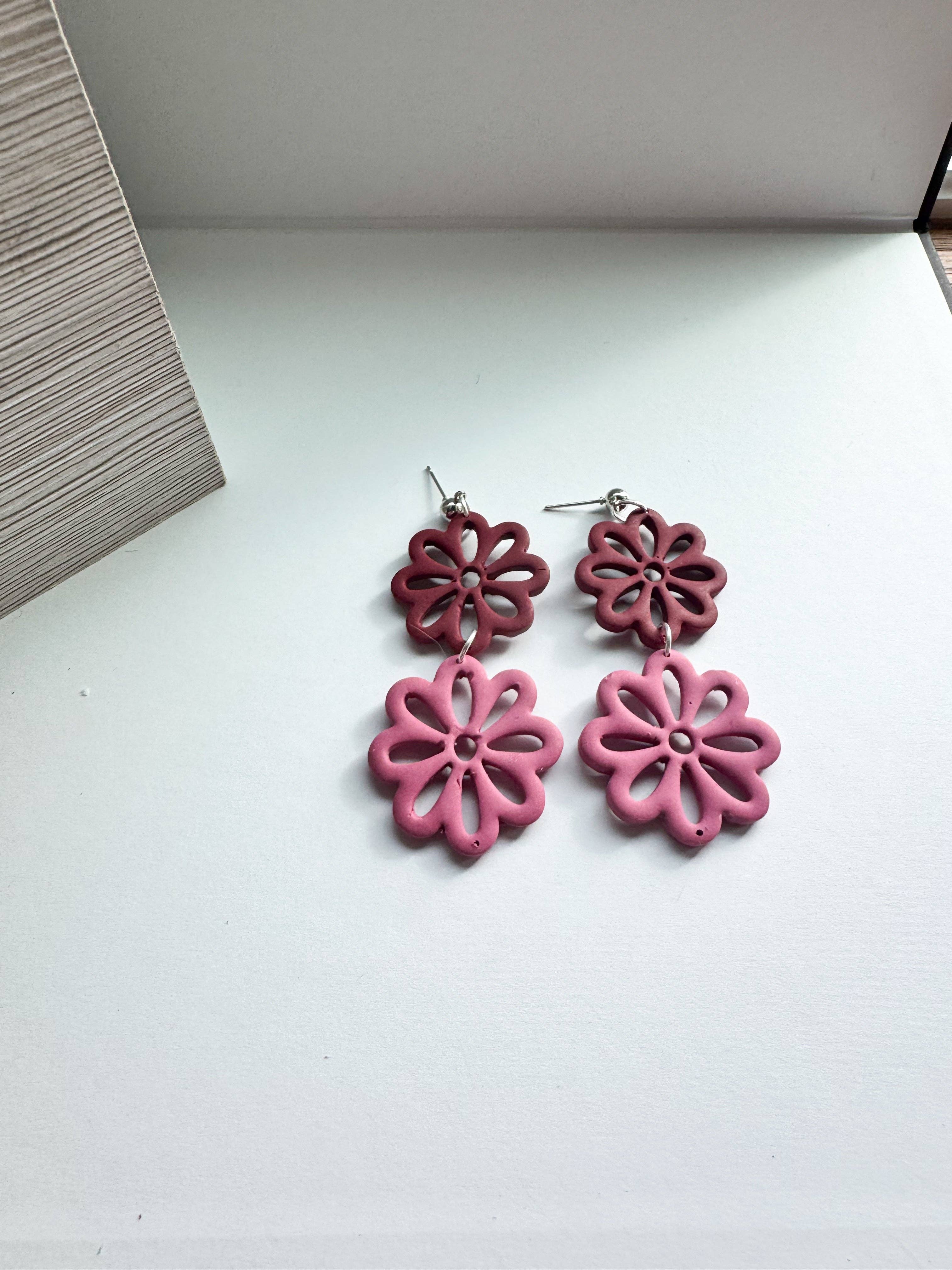 Mountain Made Clay - Handmade Polymer Clay Earrings - Wholesale Dangle Earrings - Sweet Bloom: Layered Floral Dangles2