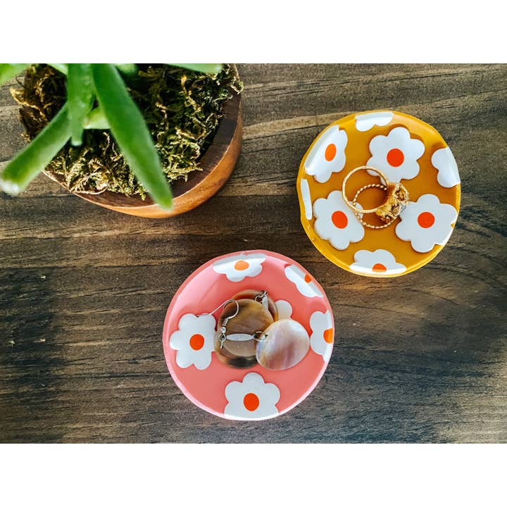 Lauren Likes Art - Wholesale Jewelry Dish - Daisy Flower Polymer Clay Boho Trinket Dish2