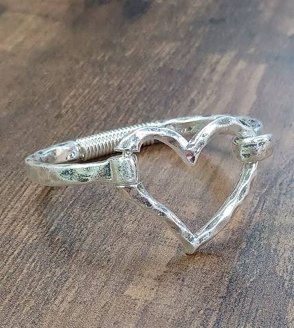 Paco Designs - Wholesale Cuff Bracelet - Matte Finish Heart Cuff Bracelet- SILVER or GOLD4