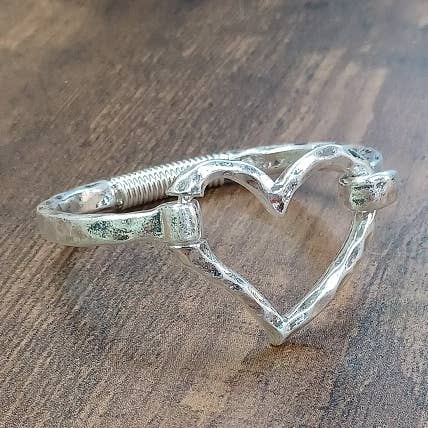 Paco Designs - Wholesale Cuff Bracelet - Matte Finish Heart Cuff Bracelet- SILVER or GOLD4