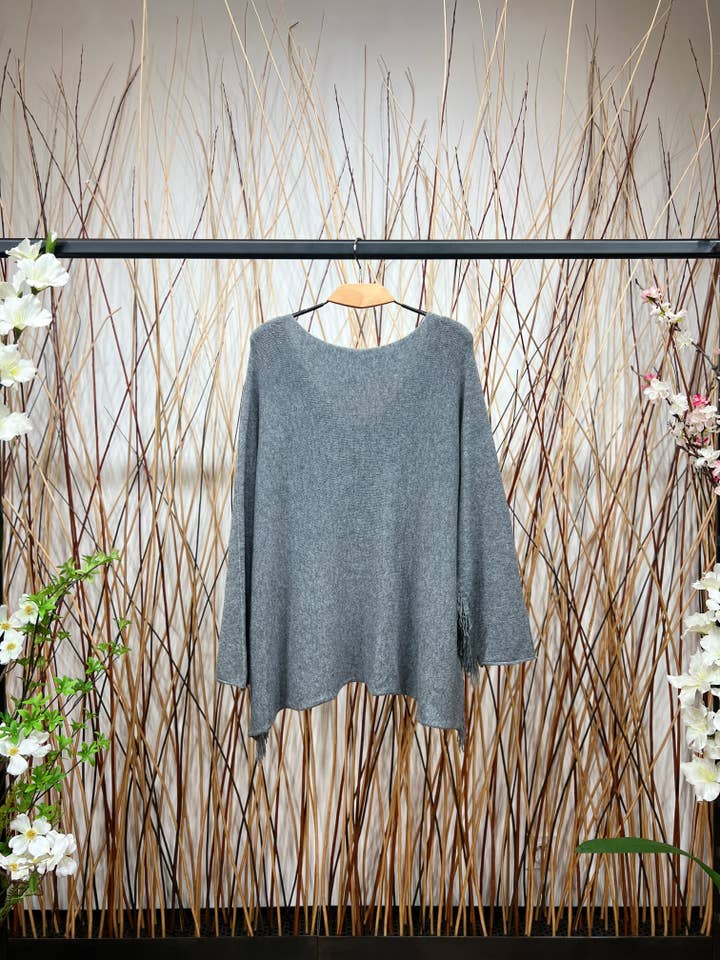 L'Emotion - Wholesale Knit Sweater - Women's - Fringed Viscose Nylon Wide Neck Sweater1