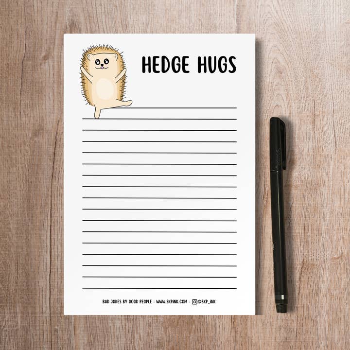 Roliga Hedge Hog Pun anteckningsblock | Hedge Hugs Brevpapper för wholesale av SKP ink