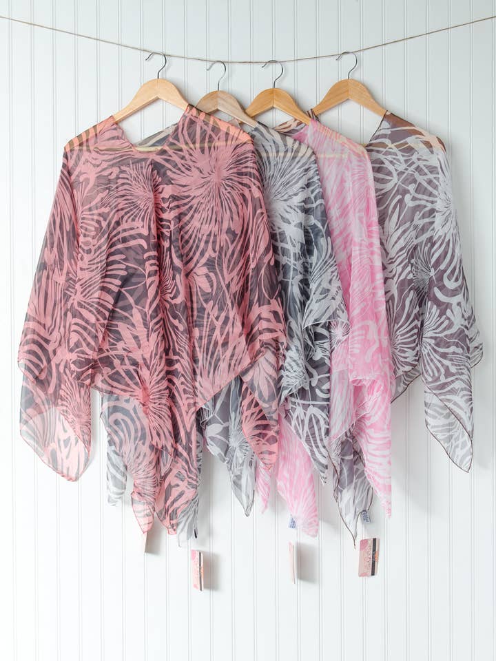 Chloe & Lex - Wholesale Poncho - Women's - Abstract Lightweight Floral Poncho3