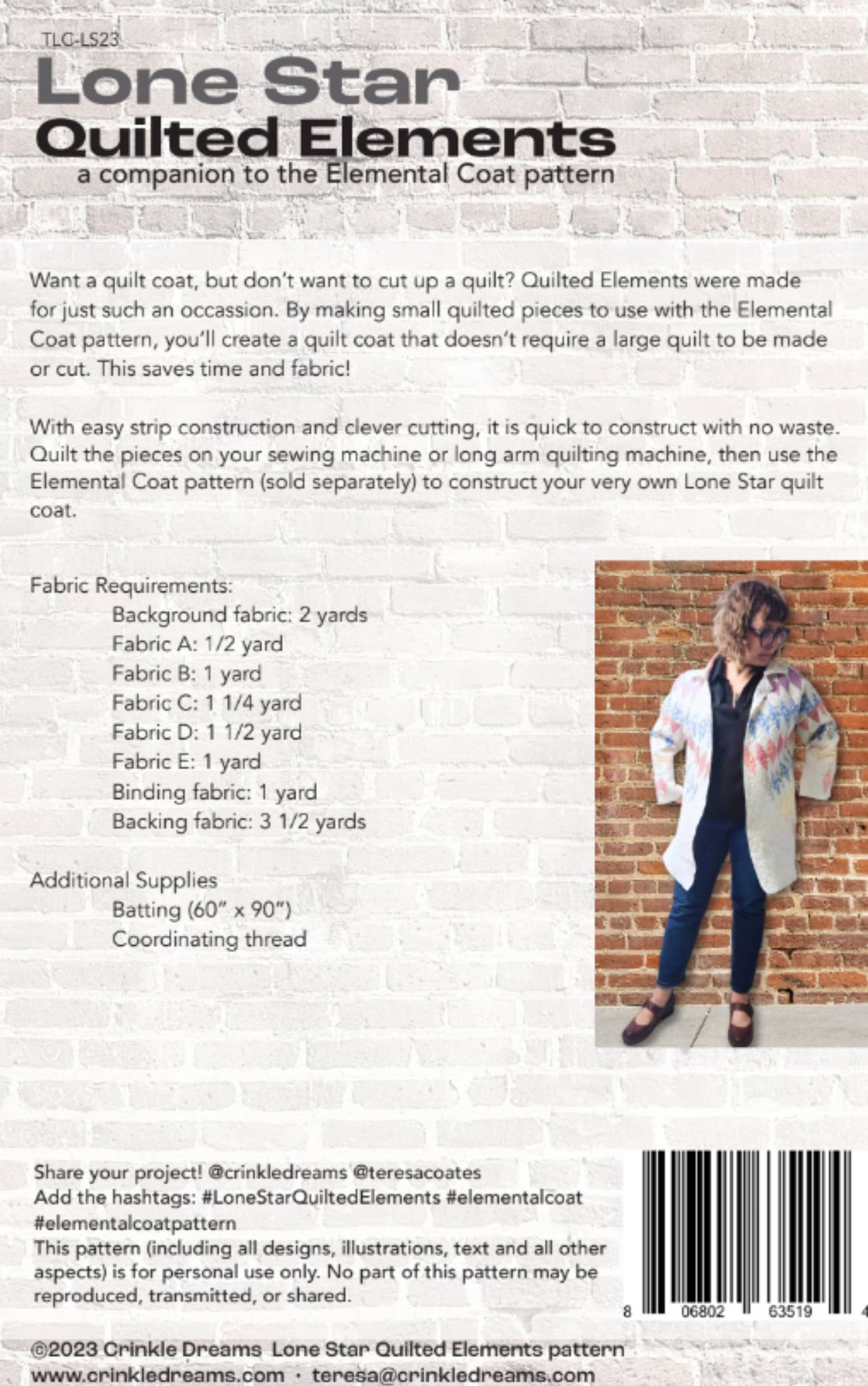 Crinkle Dreams - Wholesale Craft Sewing Kit - Lone Star Quilted Elements sewing pattern1