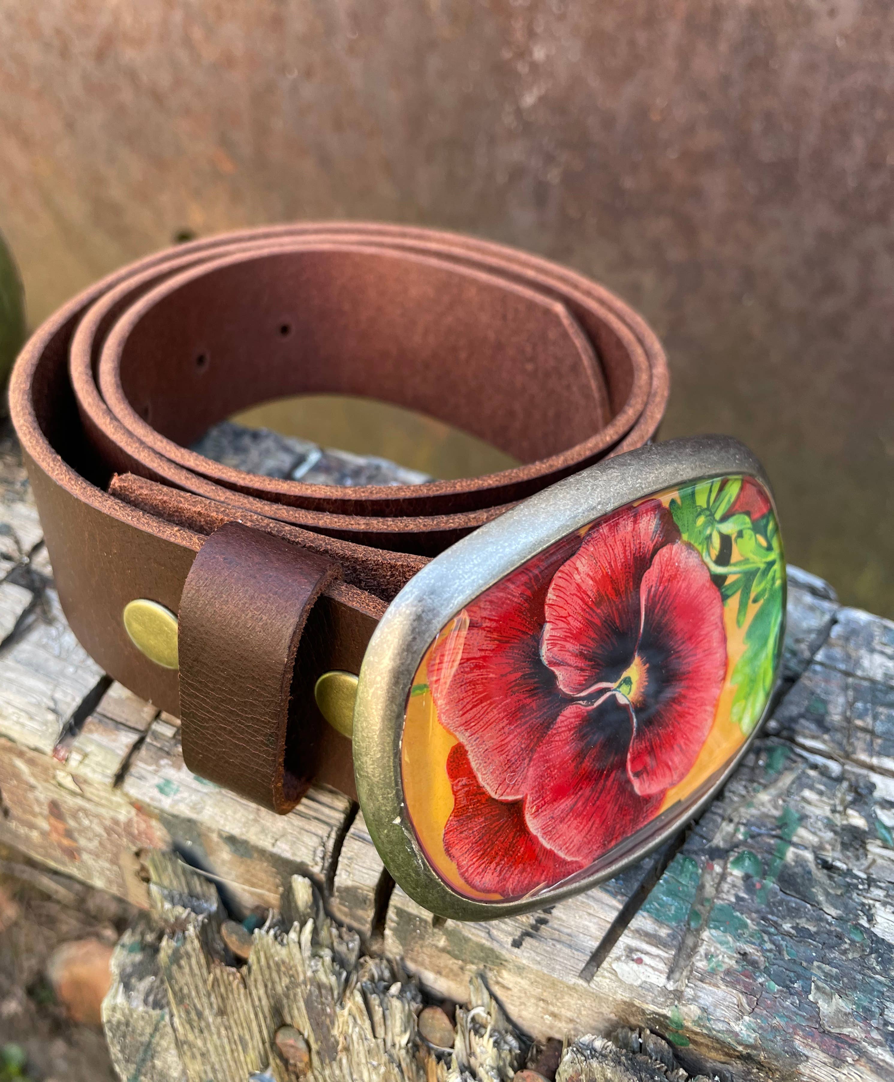 Brown leather belt strap - matte, texture, for belt buckle for wholesale on Faire3