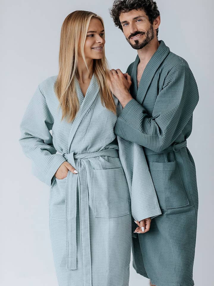 Casilin - Wholesale Robe - Unisex - Waffle Cotton - Sauna Bathrobe - Dark Green5