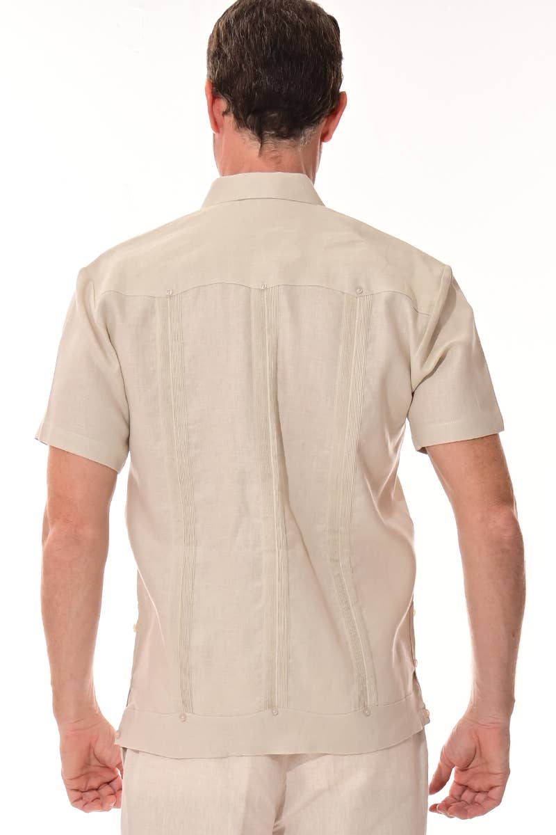 Azucar & Bohio - Wholesale Button Down Shirt - Men's - Men's Guayabera S/S Shirt 100% Linen Traditional-A-LS3997