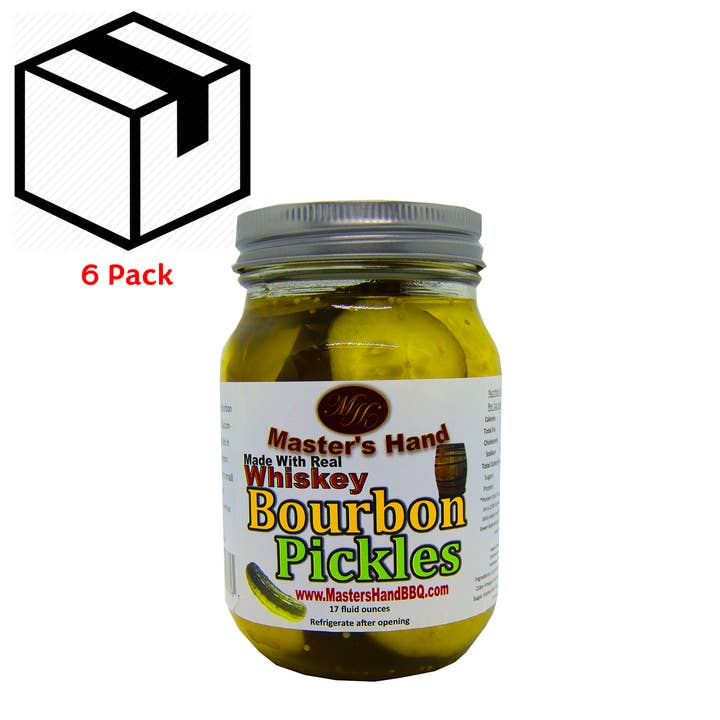 Bourbon Pickles 16oz (Real Whiskey) Partial Case MHP1001 for wholesale by Master's Hand BBQ