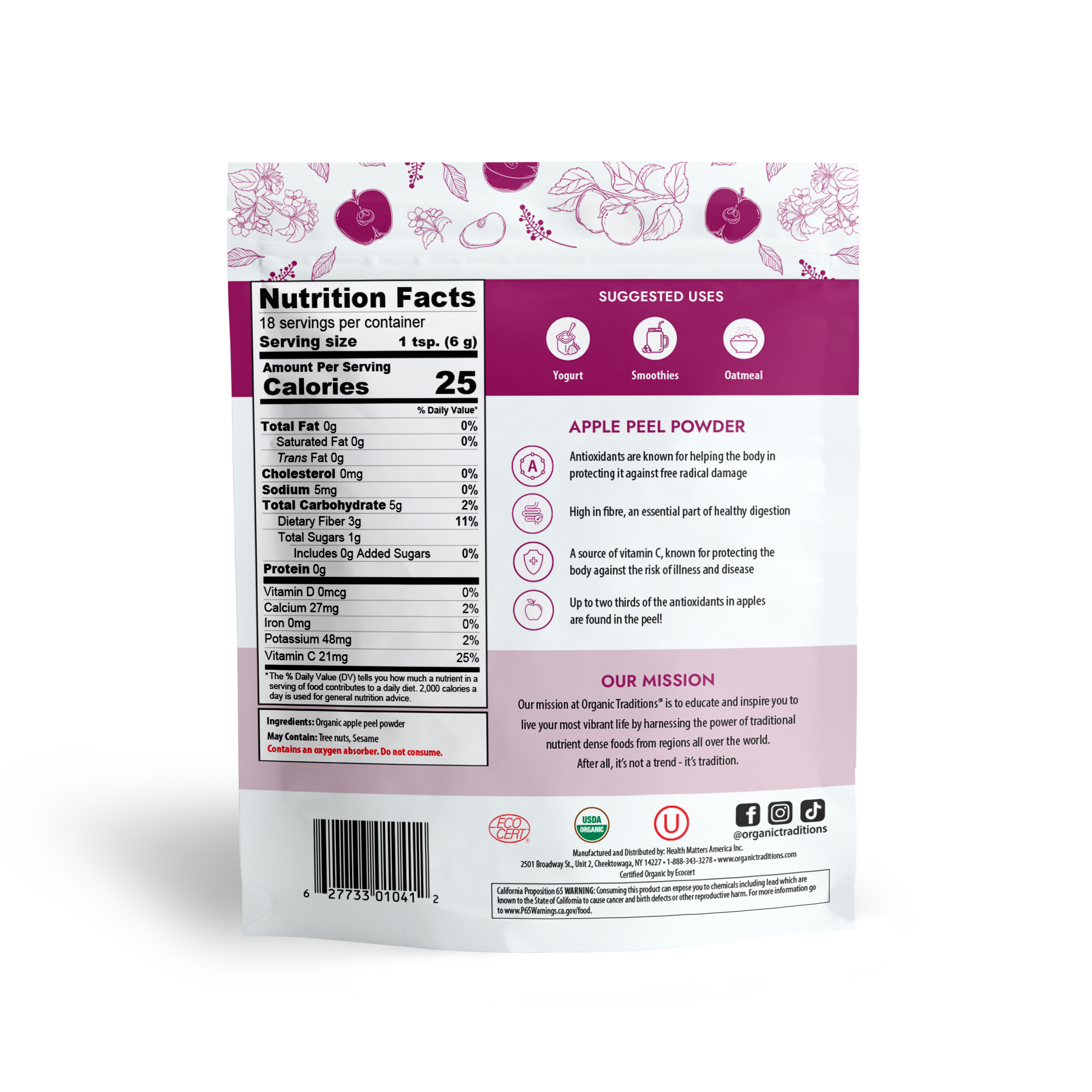 Organic Traditions - Wholesale Protein/Superfood Powder - Apple Peel Powder1