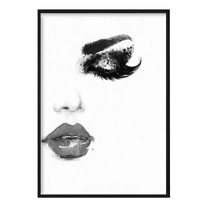 Fashion Illustration Watercolour Abstract Face Mono Art Prin for wholesale by Artze Wall Art