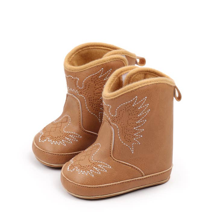 Kids Charm Online - Wholesale Booties - Baby - Camel pleather baby boots with velcro. MY3167C