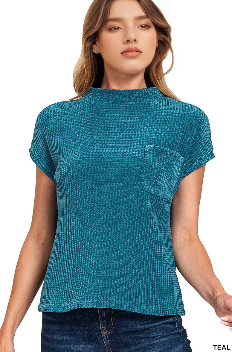 42POPS - Wholesale Pullover-trui - Dames - ._ 0930 Chenille Wafel Korte Mouw Trui SI-269166