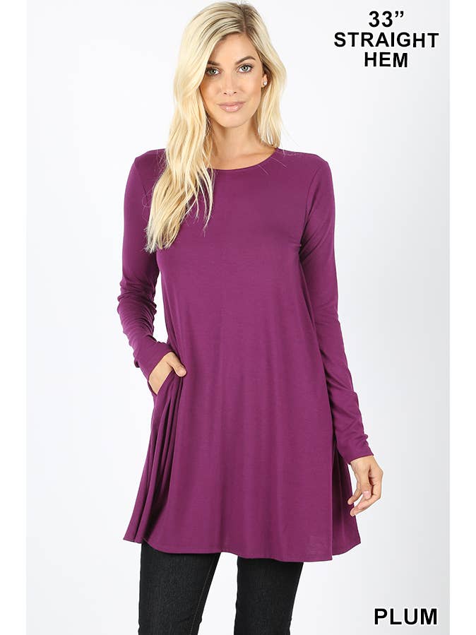 42POPS - Wholesale Tunic - Women's - ..SI-10838 PLUS SIZE LONG SLEEVE SWING TUNIC WITH SIDE POCKETS11