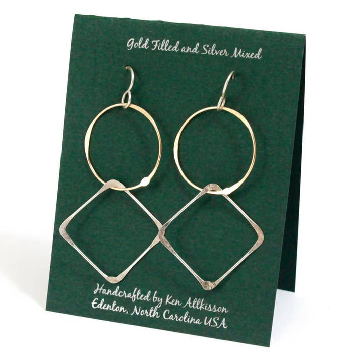 Sterling Silver & 14K Gold Filled Earrings Medium Square for wholesale by Ken’s handcrafted jewelry