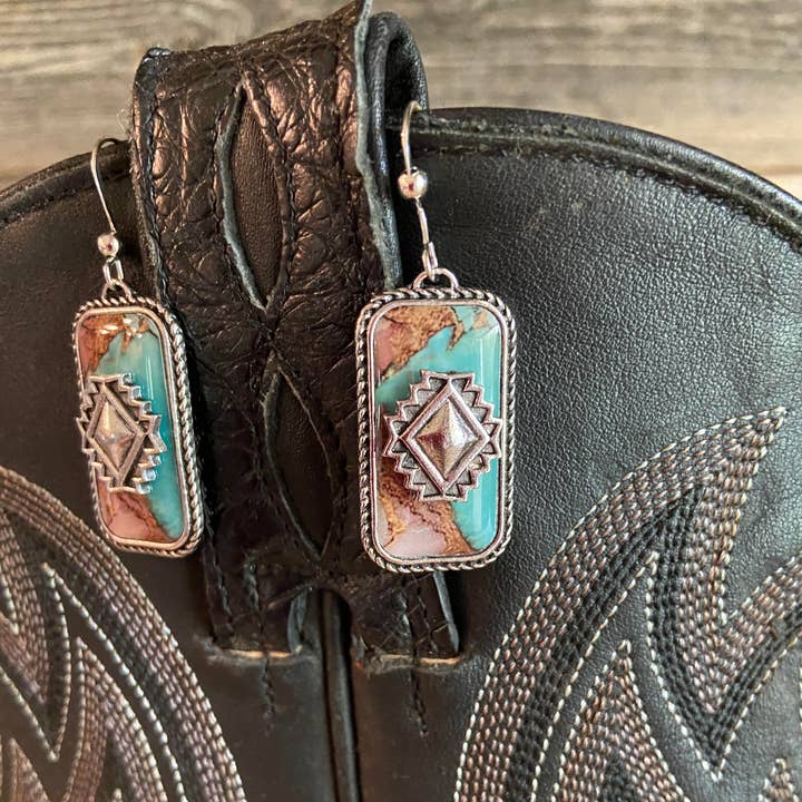 Texas Western Cowhide Bags and More - Wholesale Dangle Earrings - Aztec and Stone Dangle Earrings 0