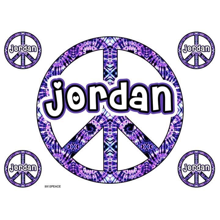 PEACE SHAPE CLING IT PURPLE SWIRL 9X12 for wholesale by Namedrops