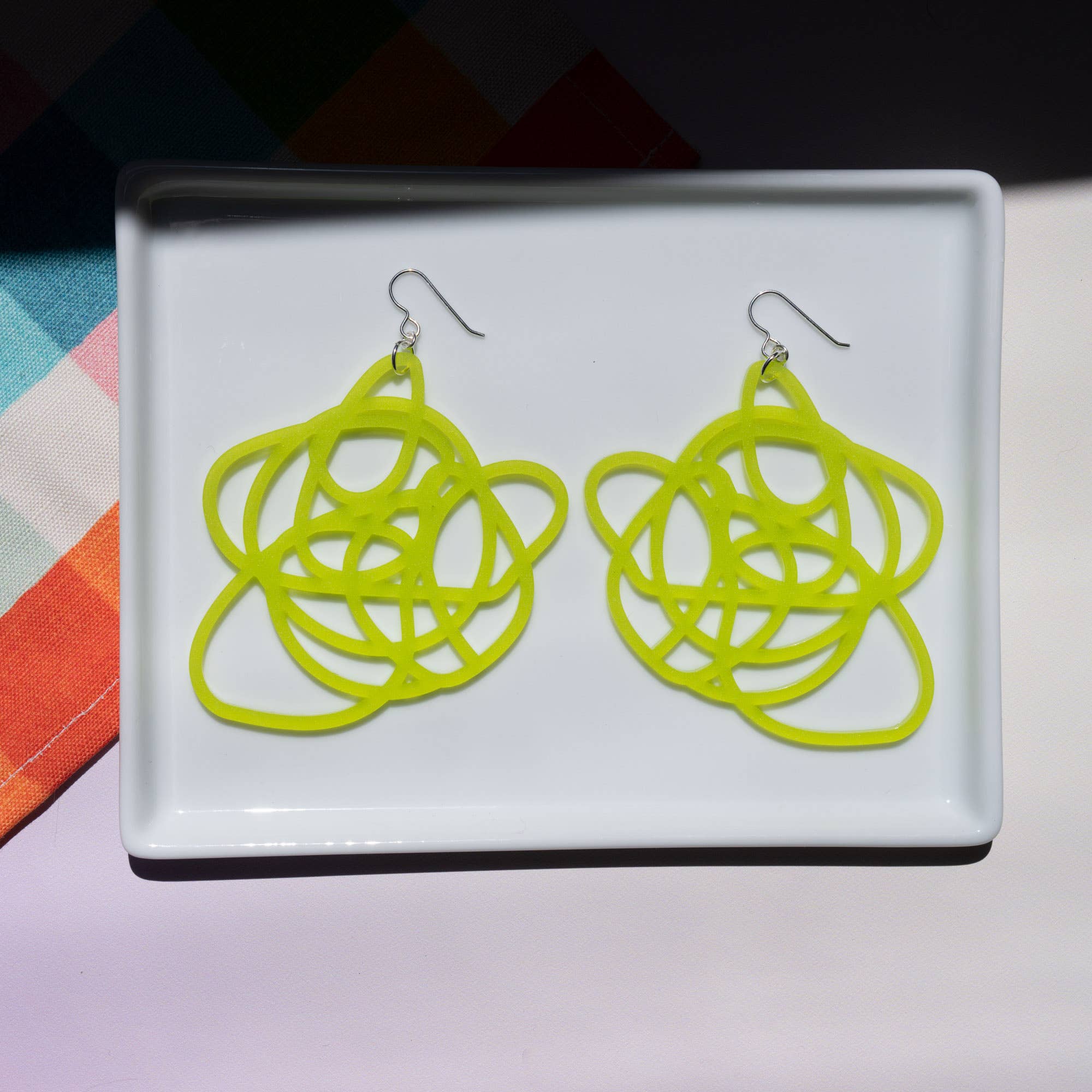 Darling Marcelle – wholesale Dangle earrings – Lime Green Statement Earrings - Grande
