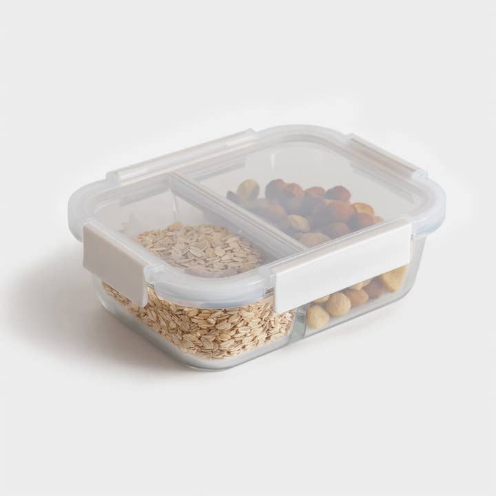 Genicook Product LLC - Wholesale Lunch bag/box - Glass Bento Box - Divided (Vanilla)1