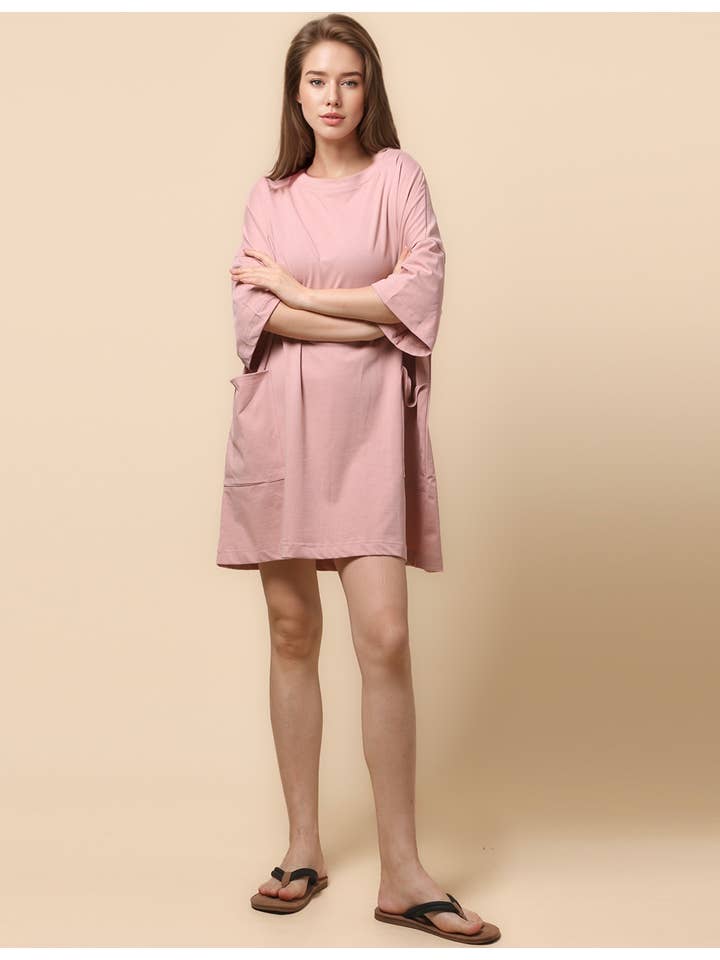 Sweetkama - Wholesale Dress - Women's - Ladies Soild Color Tee Mini Dress SKD4683