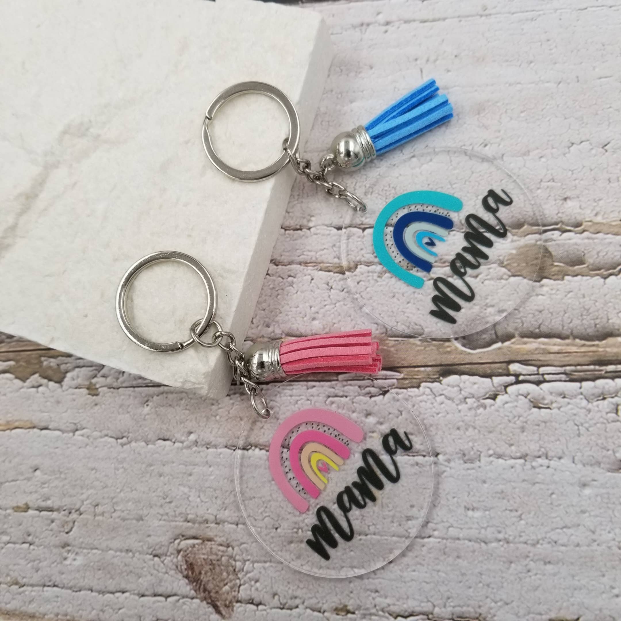 Treasure Wholesale – wholesale Keychain – Women's – Rainbow MAMA Tassel Keychain - Mother's Day Gift2
