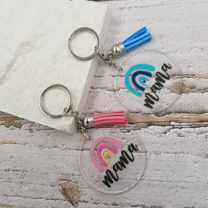 Treasure Wholesale – wholesale Keychain – Women's – Rainbow MAMA Tassel Keychain - Mother's Day Gift2