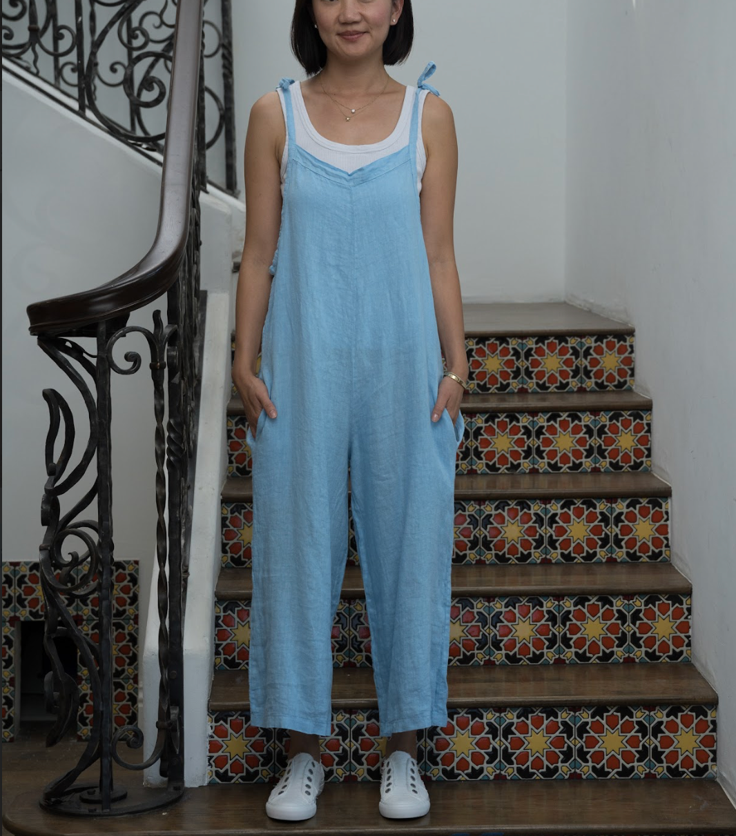 Merci Marie - Wholesale Jumpsuit - Women's - Linen Tie Shoulder Jumper #424210