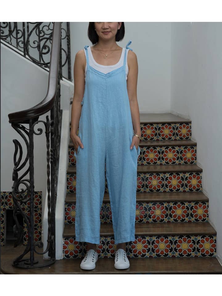 Merci Marie - Wholesale Jumpsuit - Women's - Linen Tie Shoulder Jumper #424210