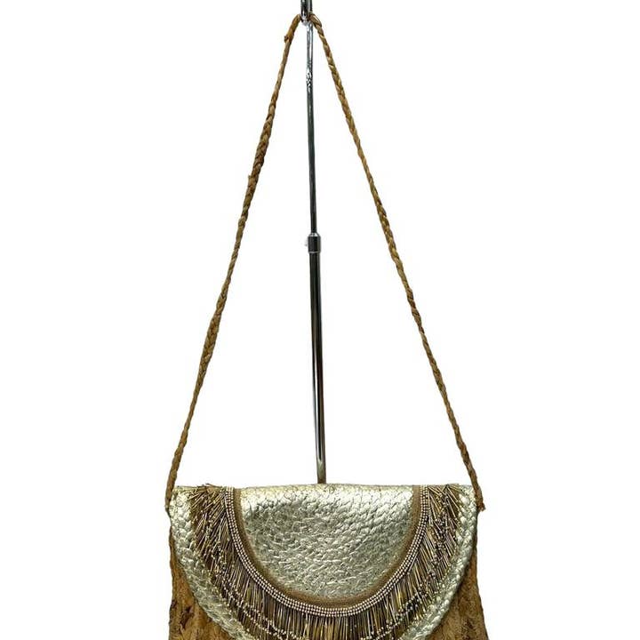 Ranee's Accessories - Wholesale Clutch Bag - Women's - BG-01-1134 Gold Embellished Jute Clutch2