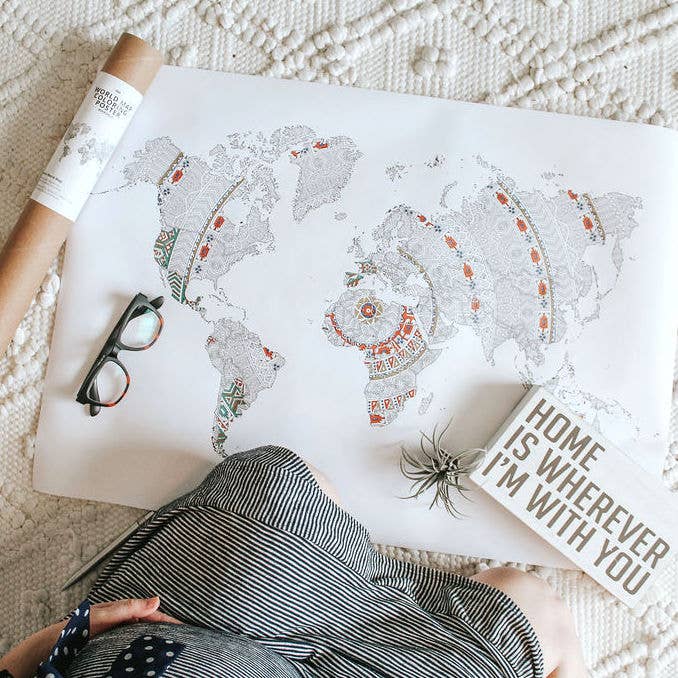 Anna Grunduls Design - Wholesale Poster - Mandala World Map Coloring Poster1