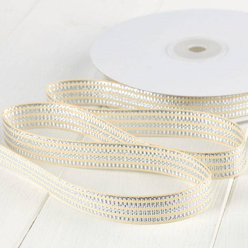 Factory Direct Craft - Wholesale Ribbon - Gift Wrapping - Metallic Striped Ribbon 25 Yard Spool - Select Colors 1