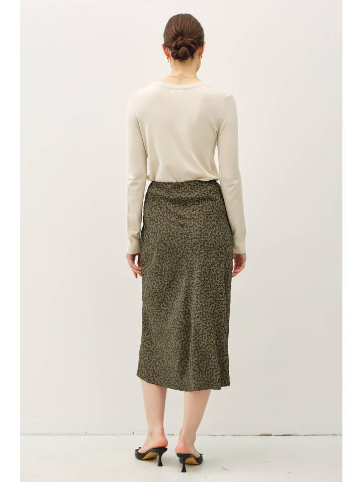 Be Cool - Wholesale Skirt - Women's - PRINT MIDI SKIRT WITH ELASTIC WAISTBAND